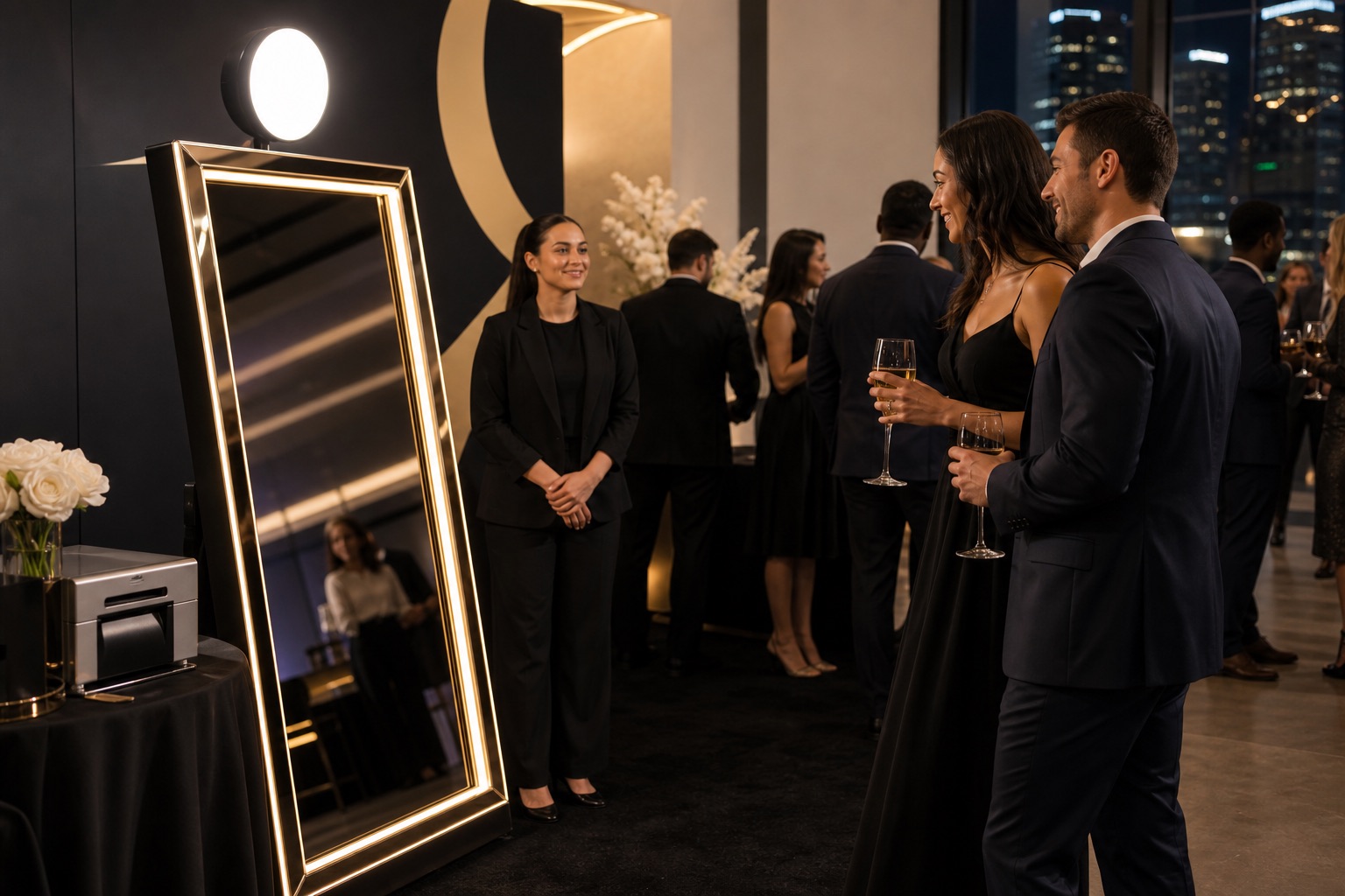 Mirror booth at a Bay Area corporate event.
